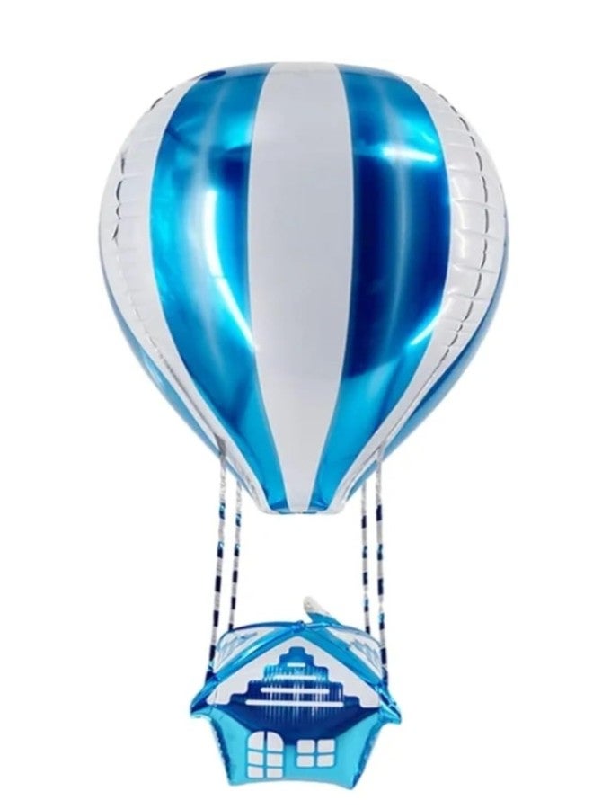 Fun Affairs 4D Hot Air Balloon or Parachute Theme Prop Foil Balloons for Happy Birthday, Baby Shower Party Decorations Indoor and Outdoor, 1 Pc, Blue - Image 1
